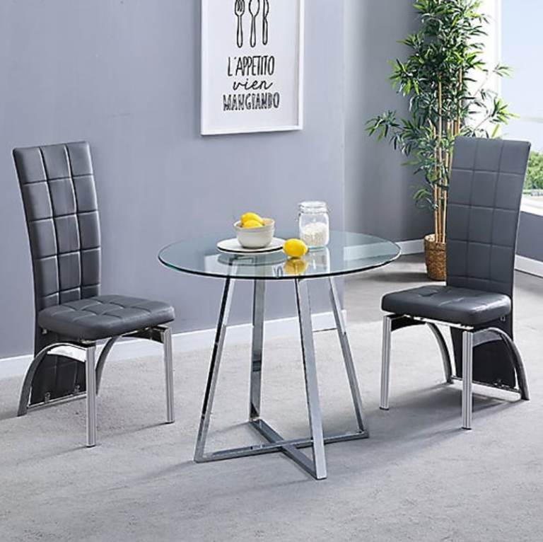 Melito Round Glass Dining Table 90x90x76 ( Table Only)