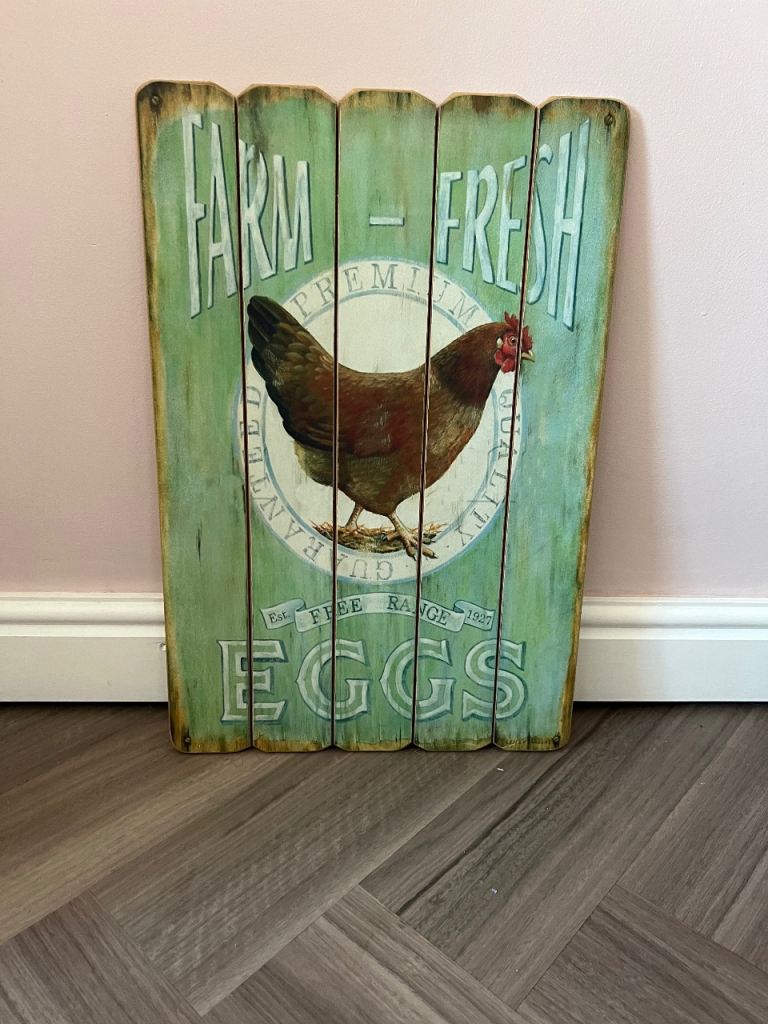 Farm Fresh Eggs Wooden Sign - Good Condition