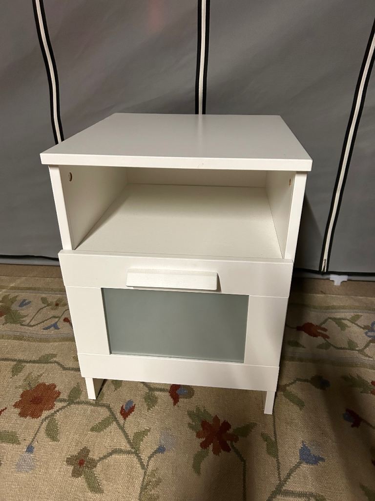 Bedside table. White with one drawer.