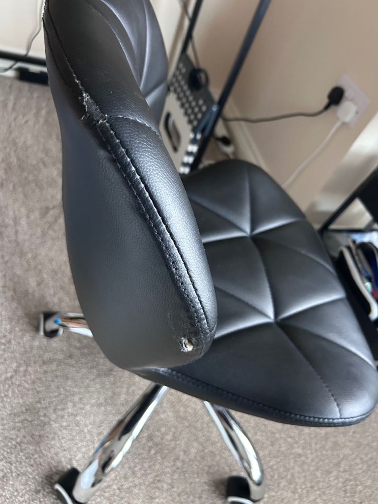 Black Faux Leather Office Chair on Wheels – Fair Condition