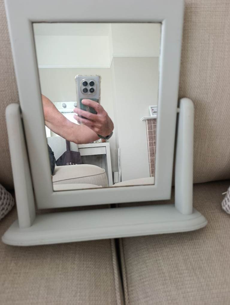 Grey Wooden Dressing Table Mirror 