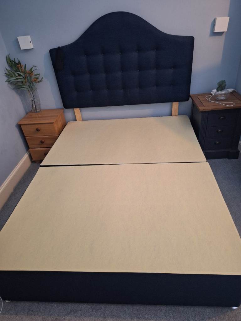 King Size Divan Bed Frame and Headboard with x2 drawers