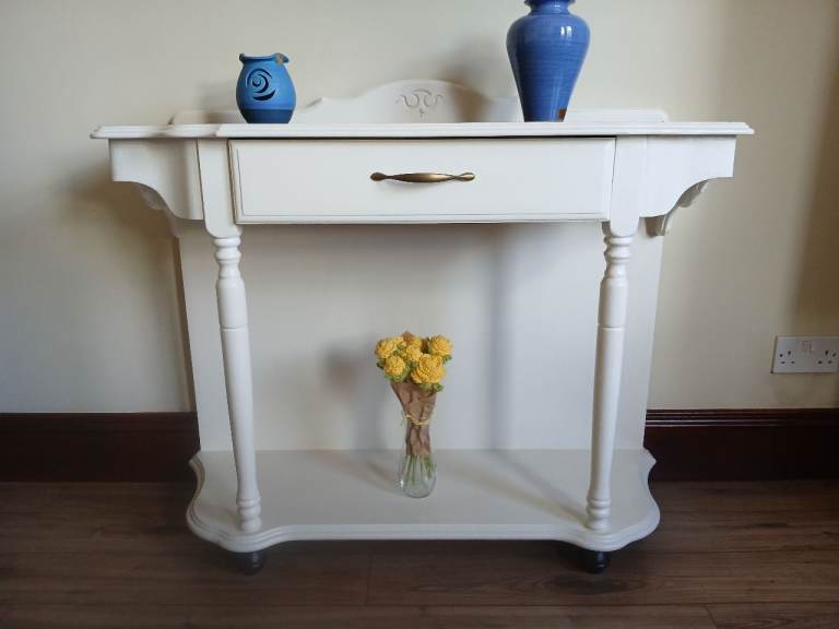 Rossmore Furniture Console Table with Drawer – White & Wood