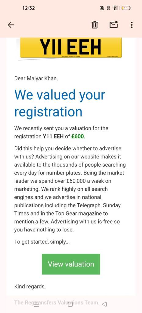 Eye catchy private number plate good investment!