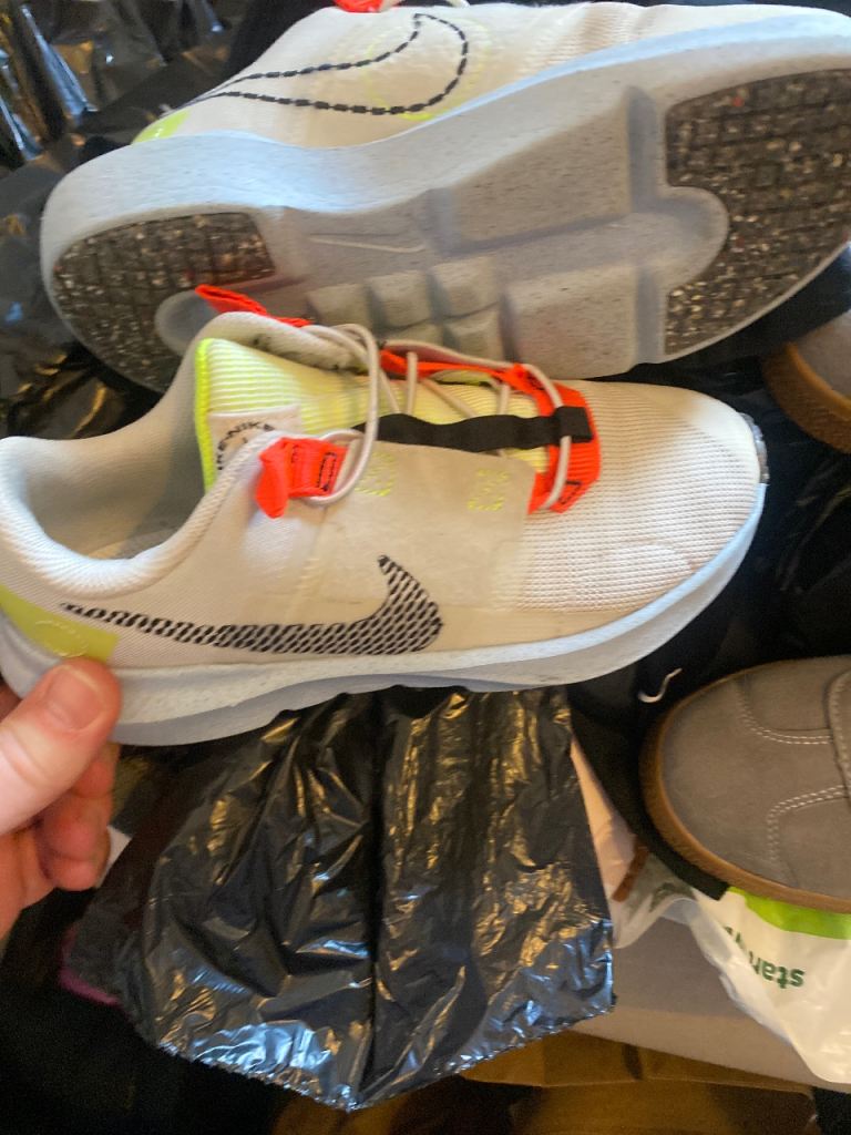 Nike Trainers - White with Orange and Yellow Accents, Good Condition