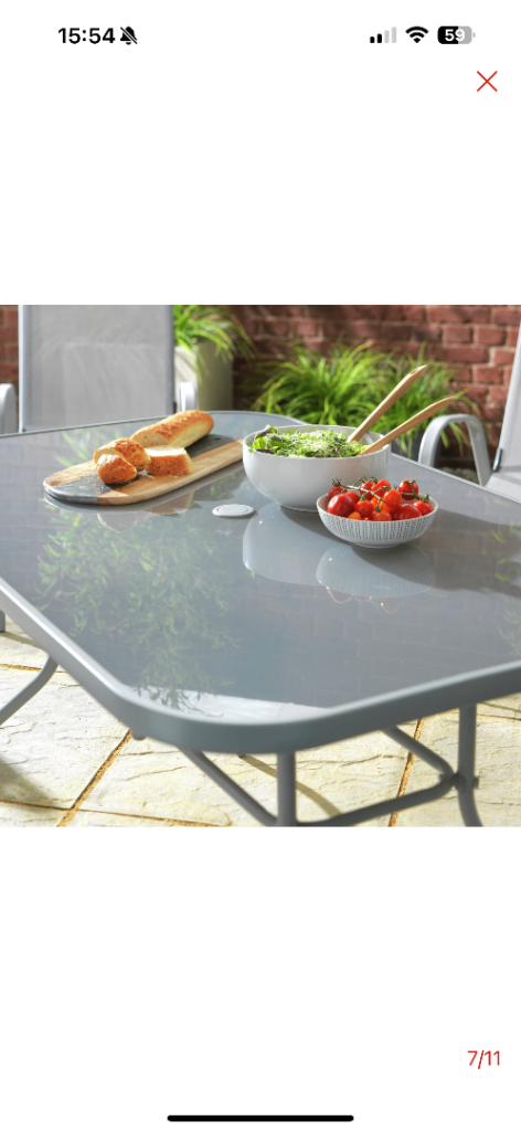 Sicily 6 Seater Glass top and Metal frame Garden Patio Table Grey