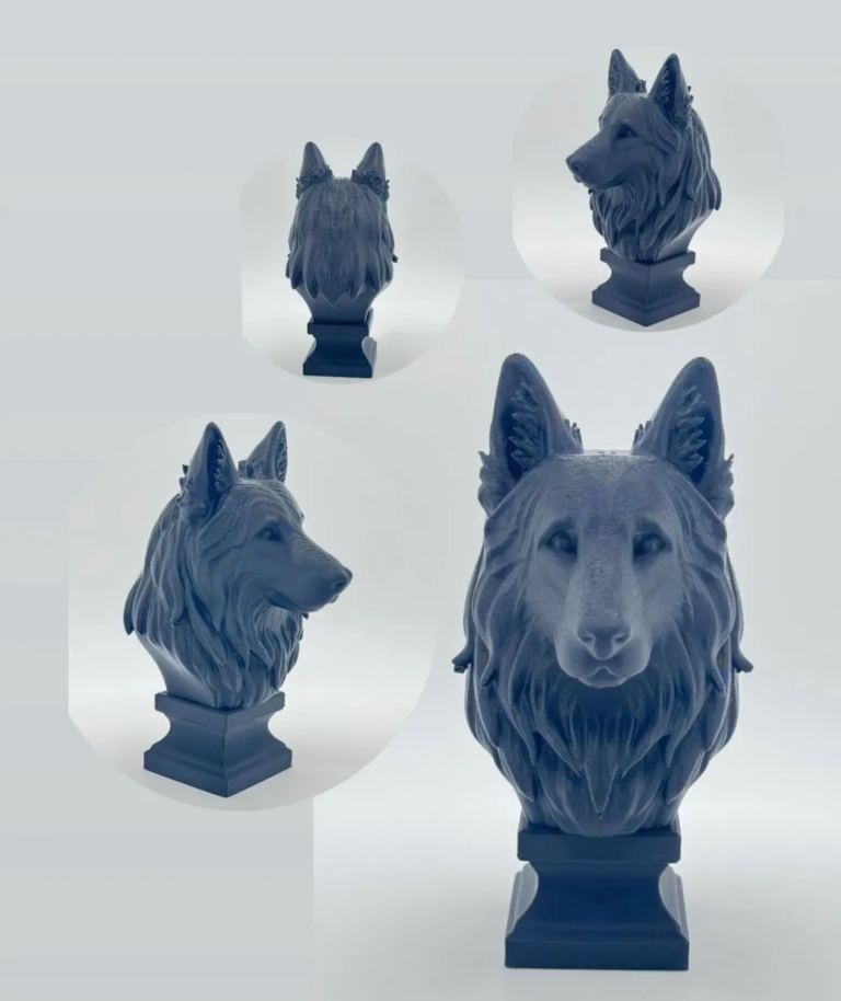 New German Shepherd Dog Urn Sculpture – Brown Plastic