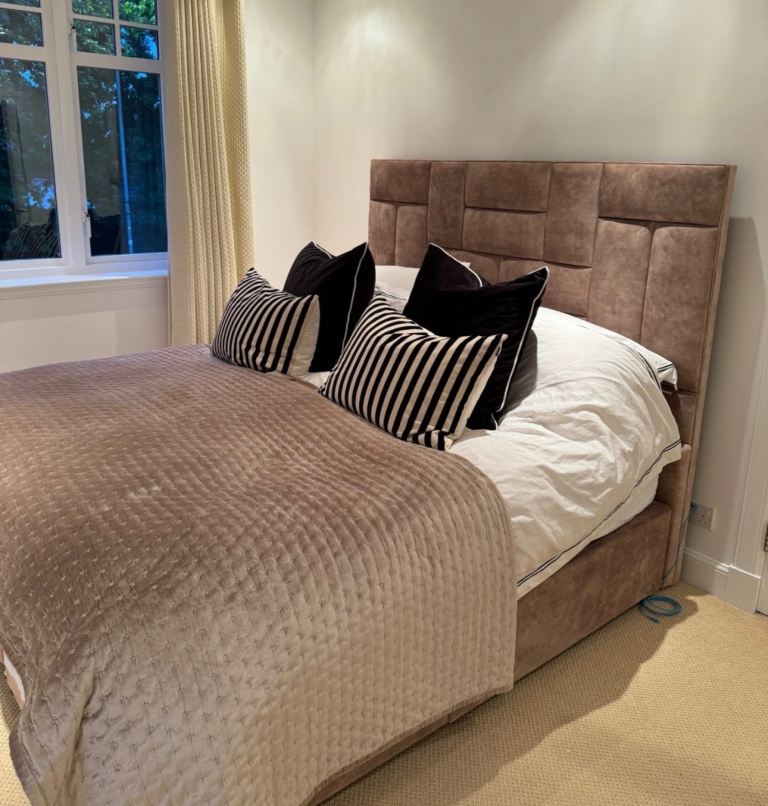 Super king divan bed base and headboard with 2 drawers 