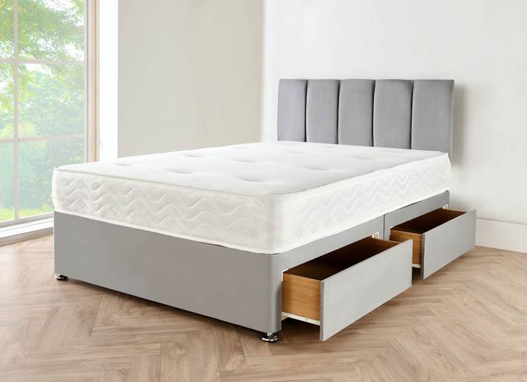 DIVAN 4FT Small Double Bed Base With Mattress & Storage Drawers >> Amazing Price 20% Off >>>>