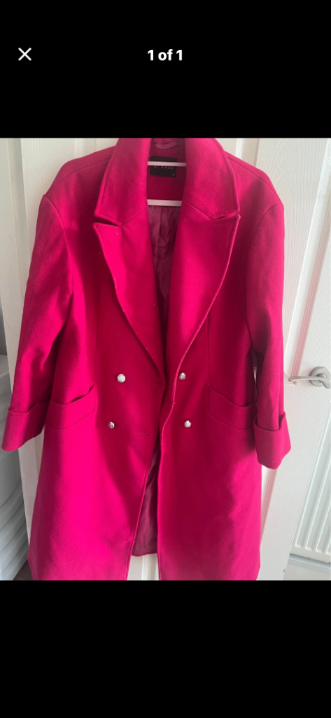 Vibrant Red Women's Coat - Double-Breasted Design