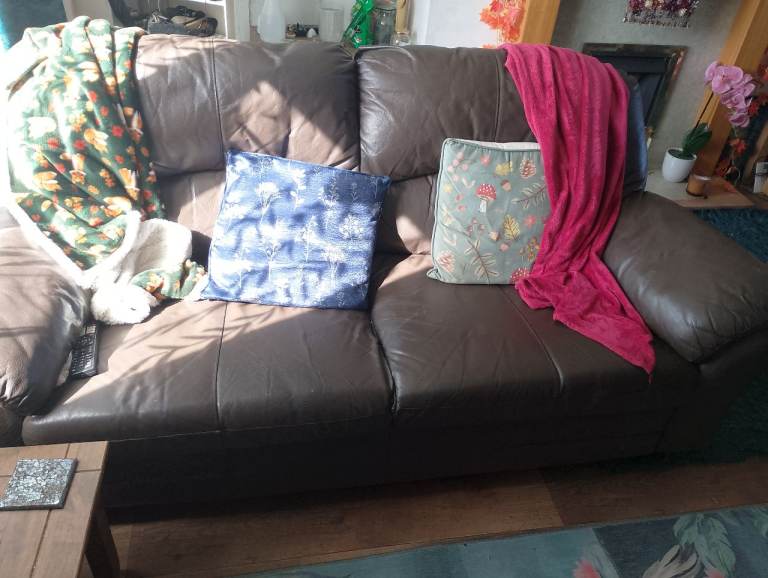 Brown Leather Sofa - Good Condition