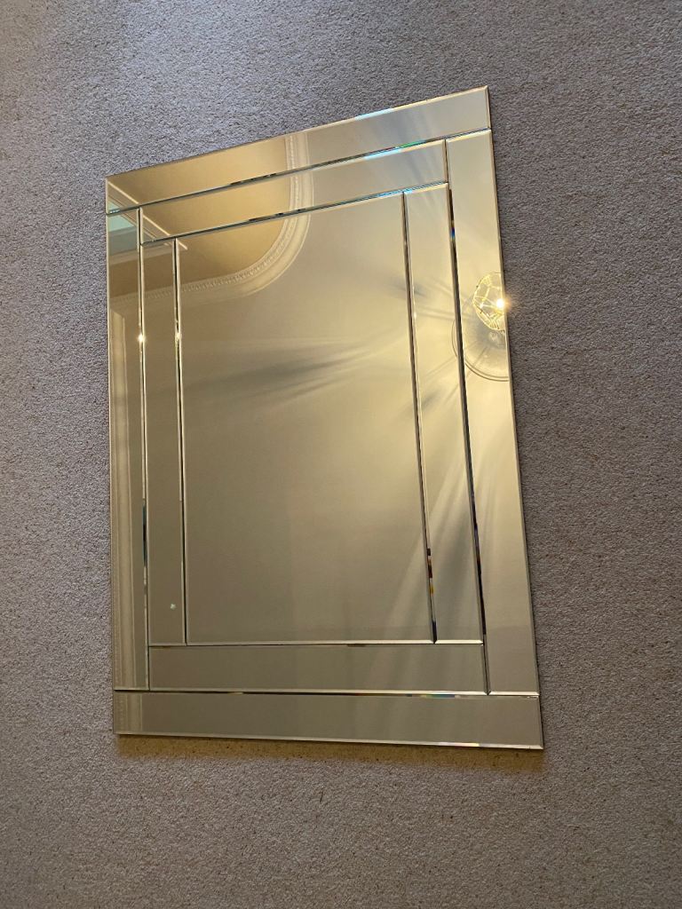 Large Bevelled frameless wall mirror 