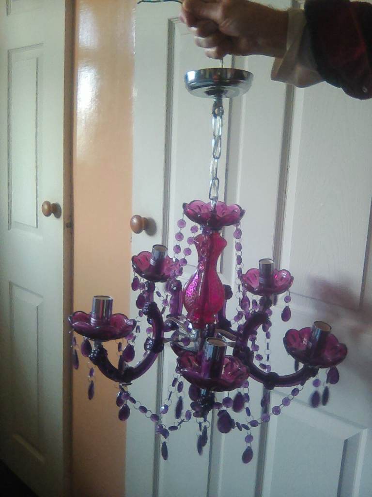 Purple glass chandeliers