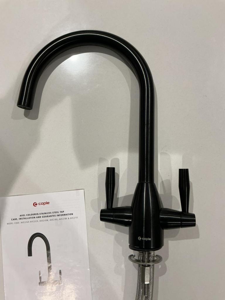 Kitchen Mixer Tap, Dual Lever, Black Steel, Cople AVE 21/BS excellent Condition 