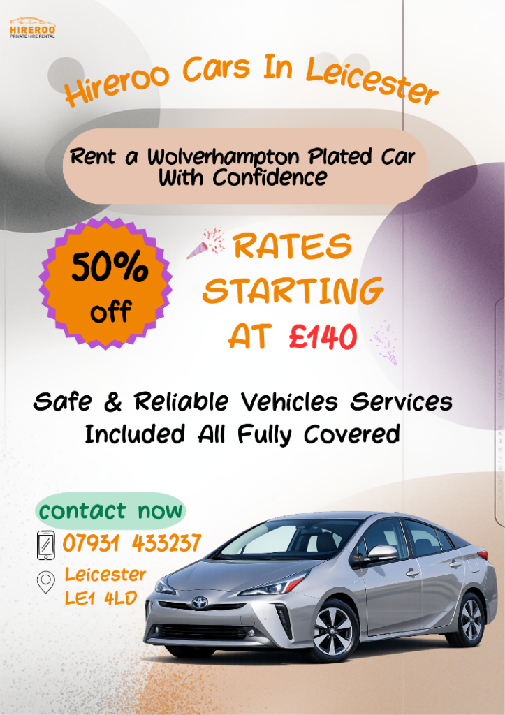 HIREROO Private Hire Cars - LEICESTER CITY COUNCIL - WOLVERHAMPTON - Taxi Rentals - Toyota Prius
