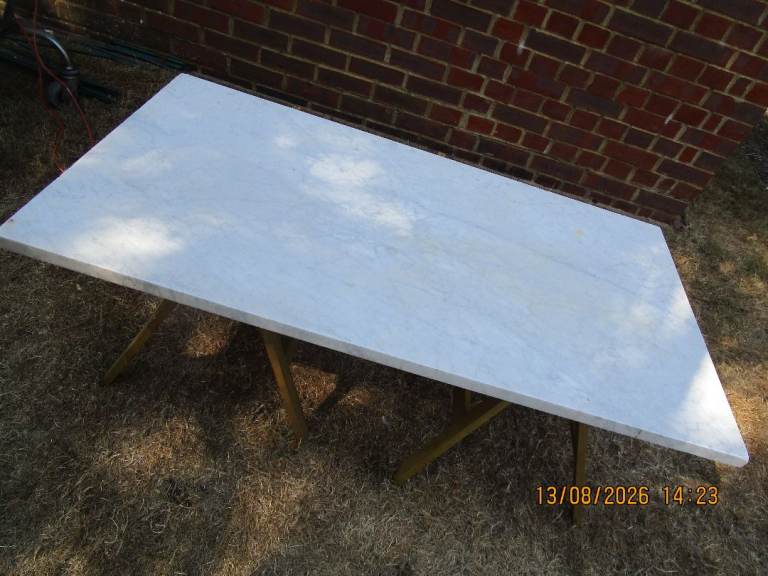 White Marble Effect Table Top - Large, Good Condition