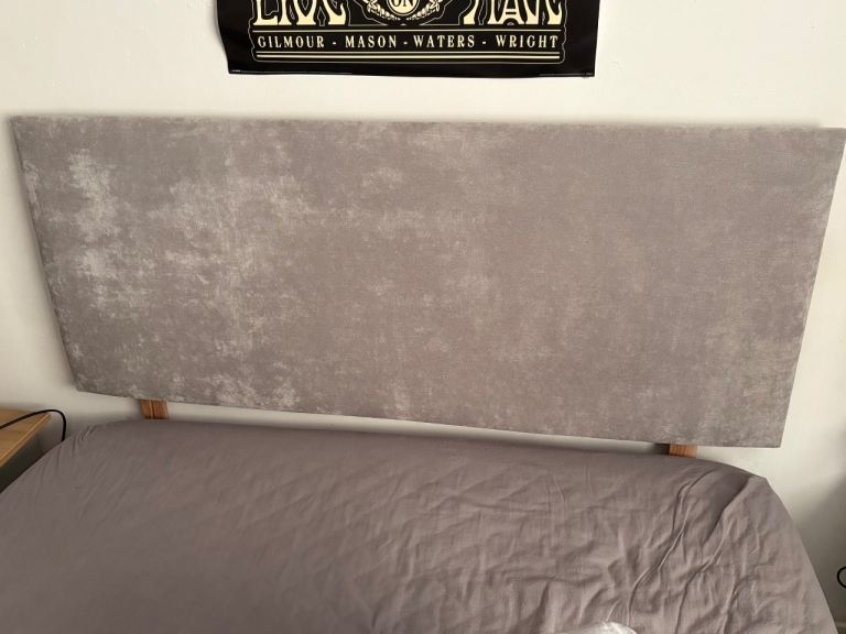 Velvet grey double head board