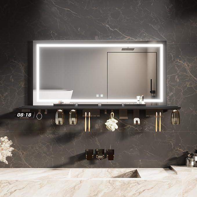 image for New LED Illuminated Anti-Fog Mirror with Touch Sensor and Removable Shelf 1200 x 600mm