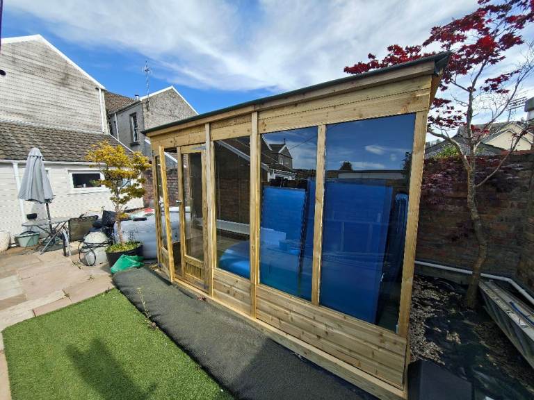 Summerhouse 10ft x 6ft Pent roof, 5 windows, double doors