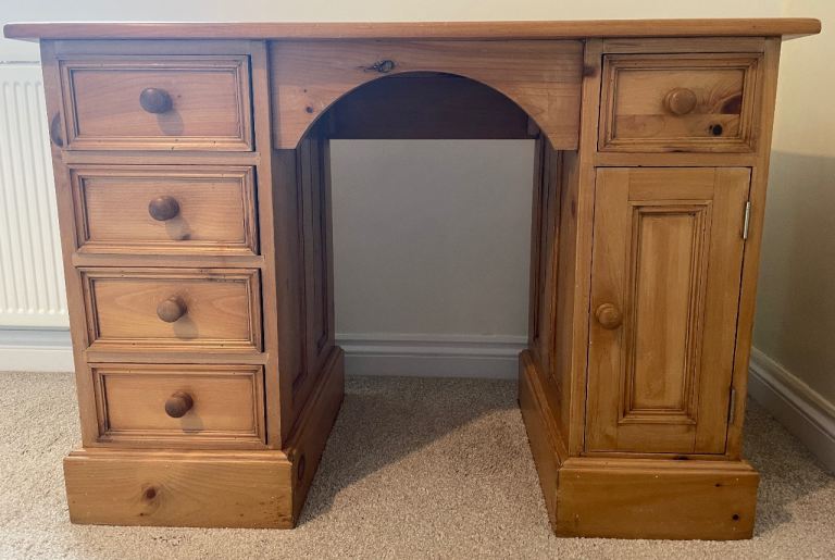 Vintage Solid Pine Desk with storage