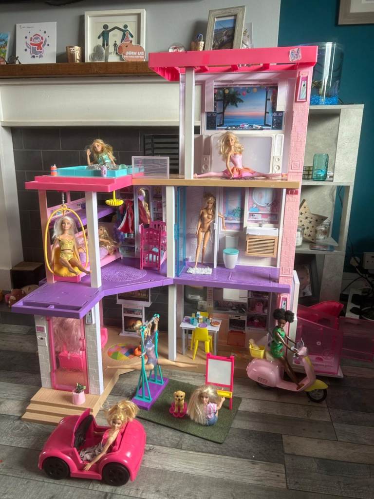  Barbie Dreamhouse Dollhouse plus additional Gymnastics, Vespa and Artist Barbie with others