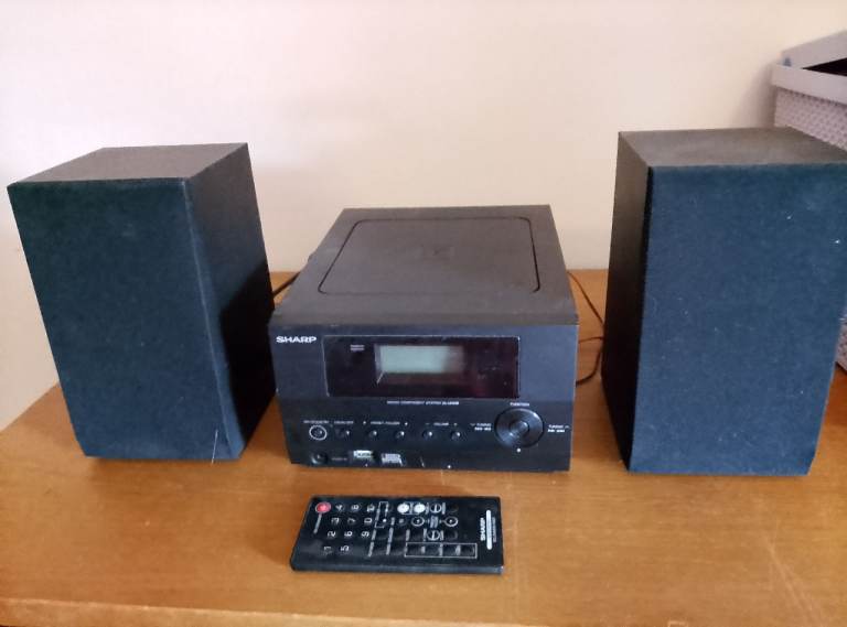 Sharp Stereo System with Speakers and Remote - Good Condition