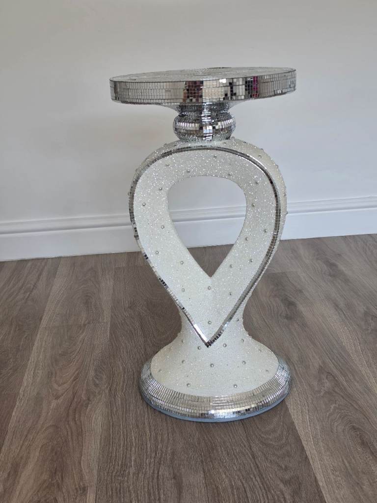 Stunning Sparkly Silver Mirrored Side Table - As Good As New