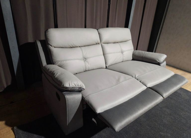 Grey Leather Recliner Sofa