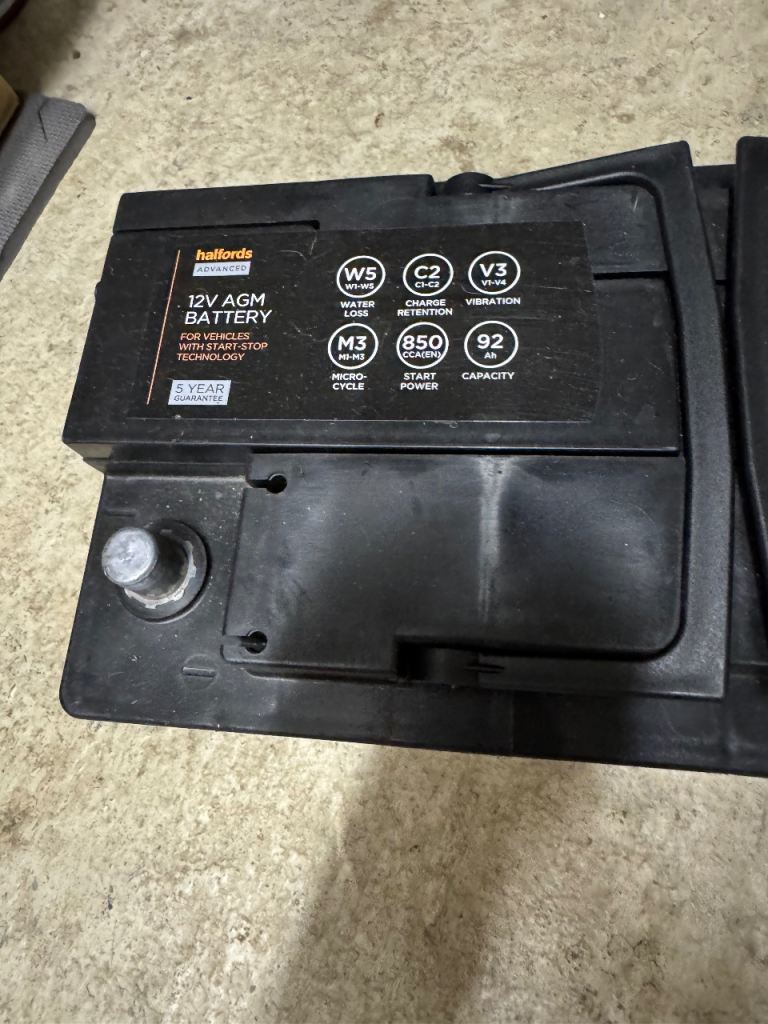 12V AGM019 Stop/Start Car Battery - Halfords