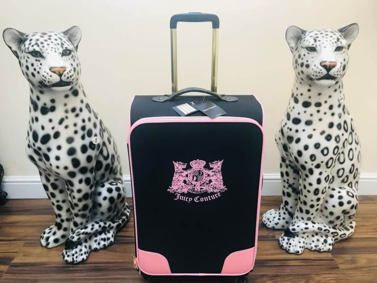 NEW JUICY COUTURE BLACK TWIN DOGS DESIGN SIZE MEDIUM SUITCASE