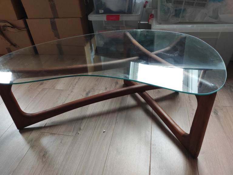 Vintage glass topped coffee table