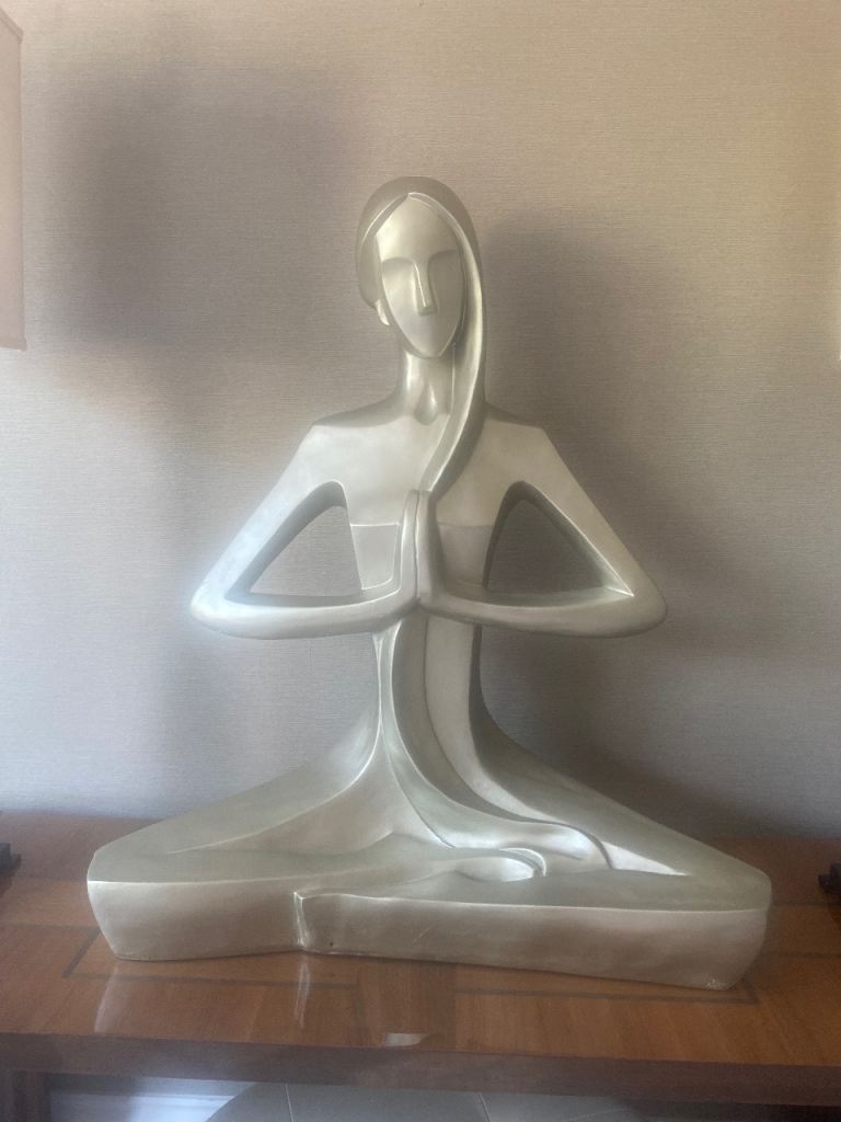 Meditating Woman Decorative Figure - silver, New Condition