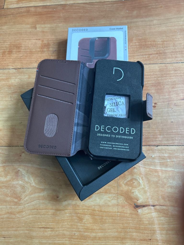 decoded leather wallet case for iPhone 14, 14 pro, and 13 pro