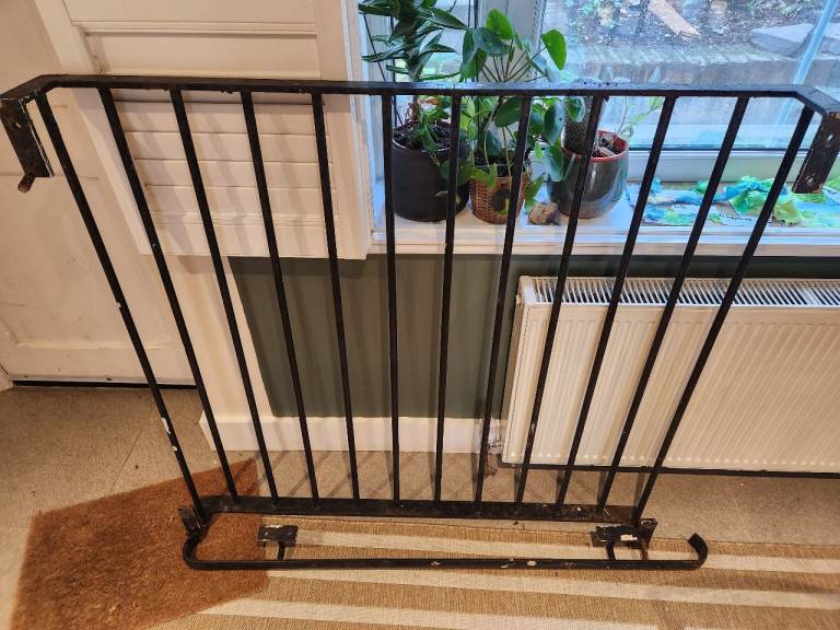 Black Metal Garden Gate/Grill and Matching Handrail – Fair Condition