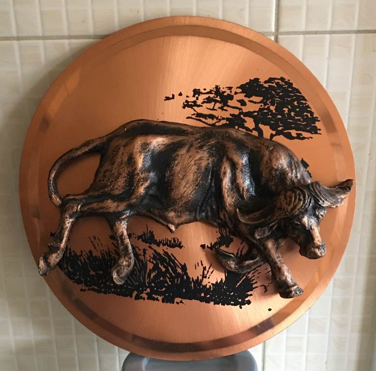 Rare Vintage African Animal Copper Wall Art Picture Frame 