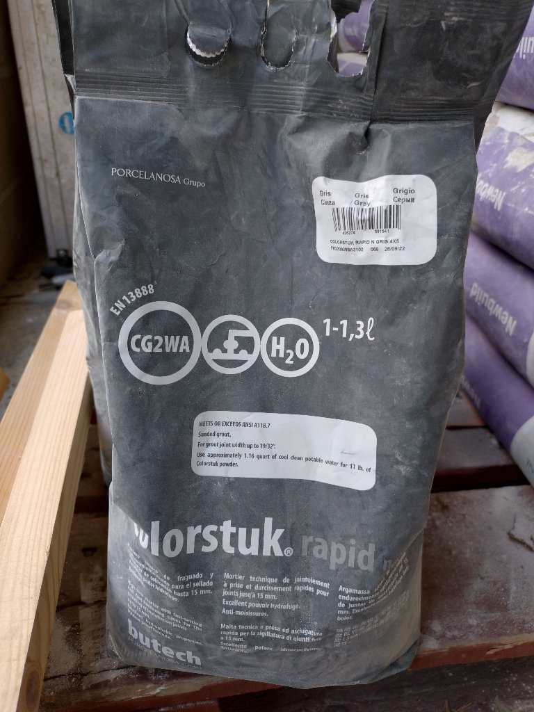 2 x Cement Tile Grout - Grey - Colorstuk Rapid Gris N 5Kg Porcelanosa Ceramic Stone Butech