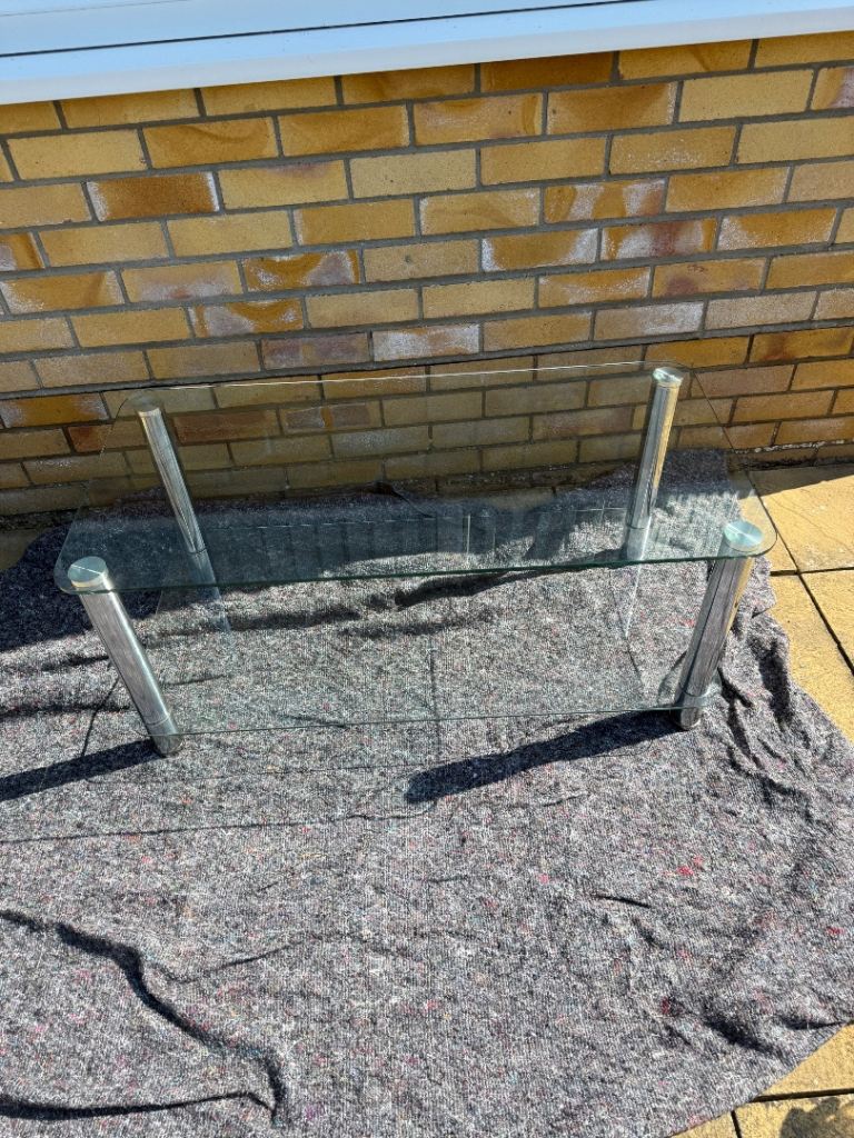 Glass Coffee Table with Metal Legs – Good Condition