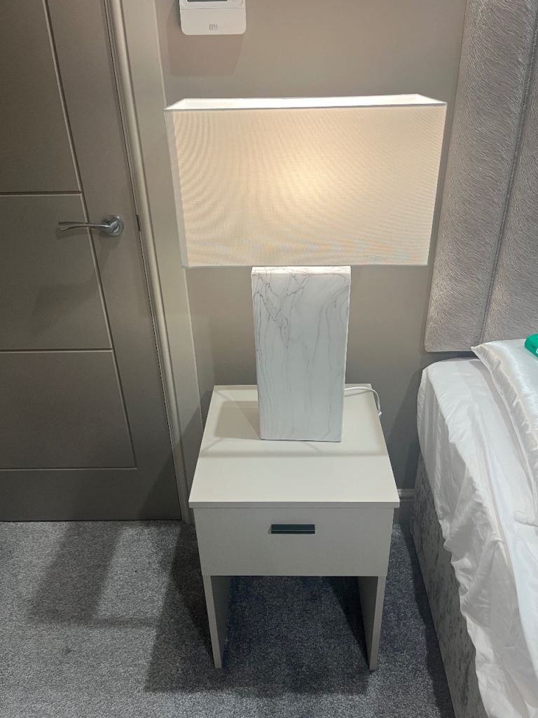 2 x Coach House Marble effect block lamps with shade