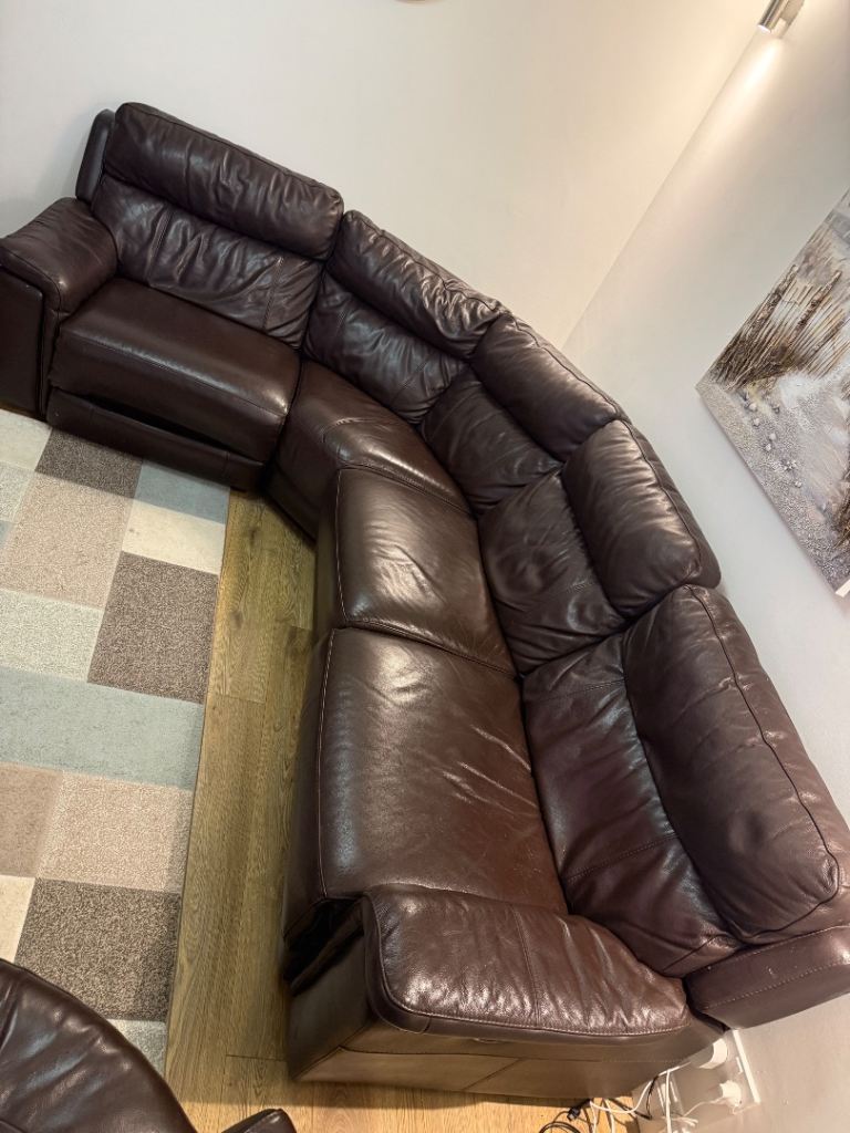 DFS Leather Electric Recliner Corner Sofa and Stage large swivel chair