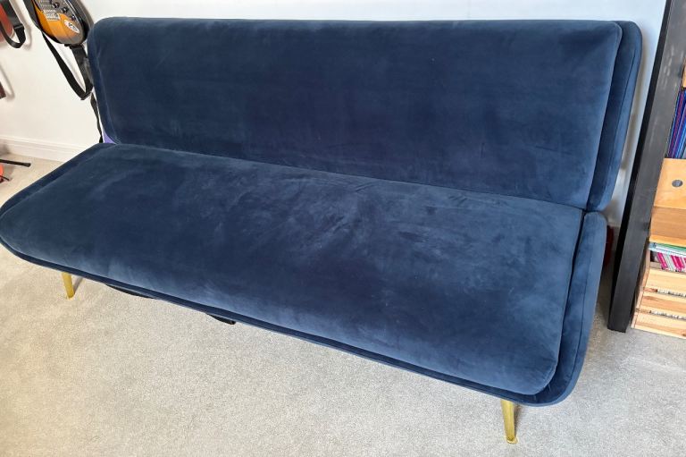 Made/com Navy Velvet Sofa Click-Clack Bed