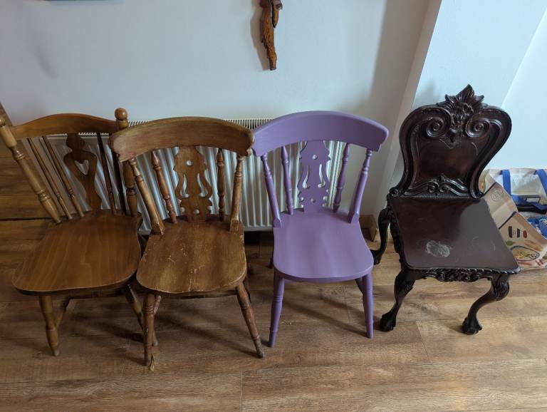 Four Mixed Wooden Chairs – Ideal for Upcycling