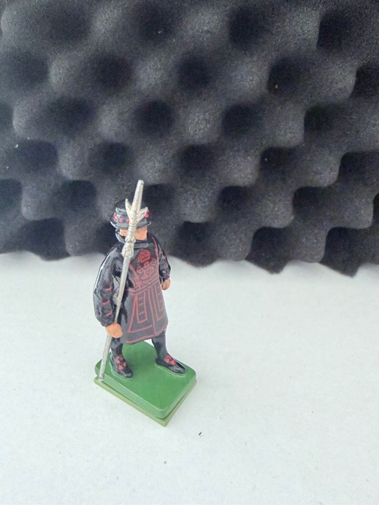 Vintage Hand-Painted Lead Soldier Figure with Spear