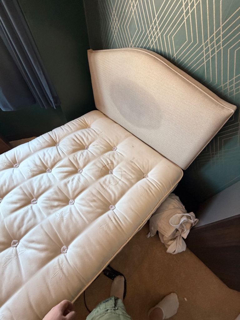 Small double Bed with Mattress and Headboard – Beige