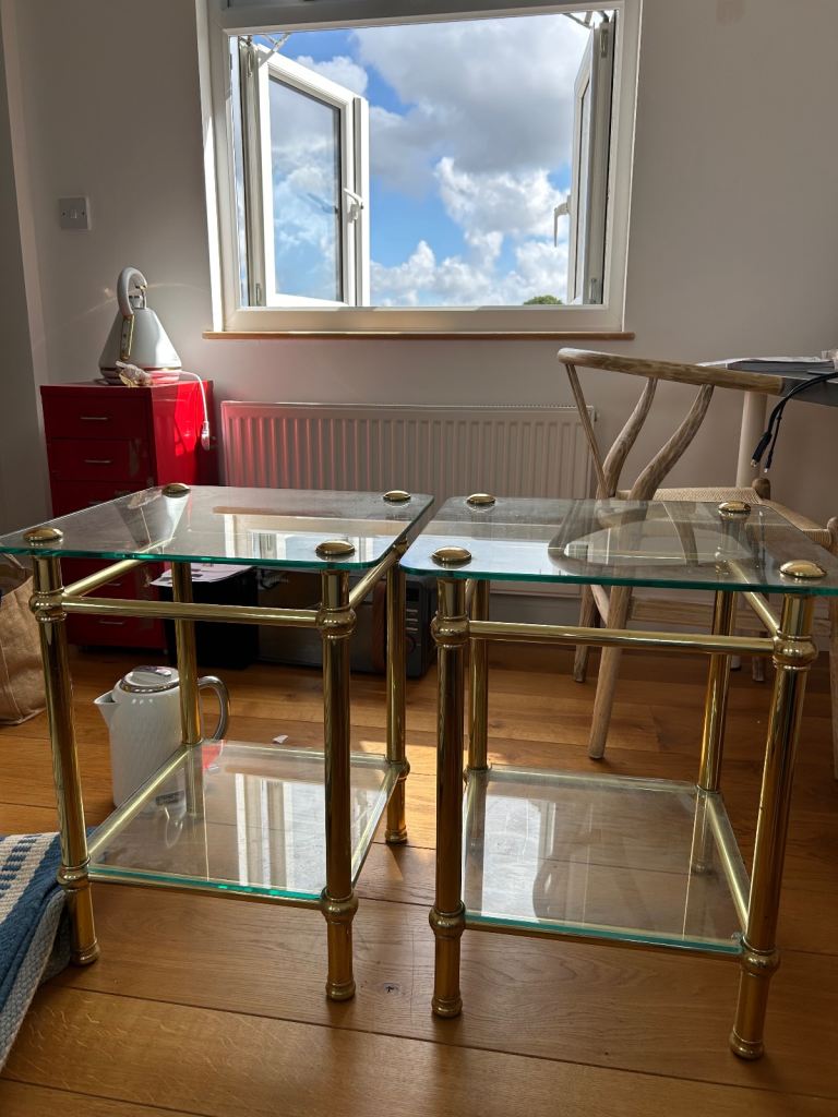 Glass bedside tables 