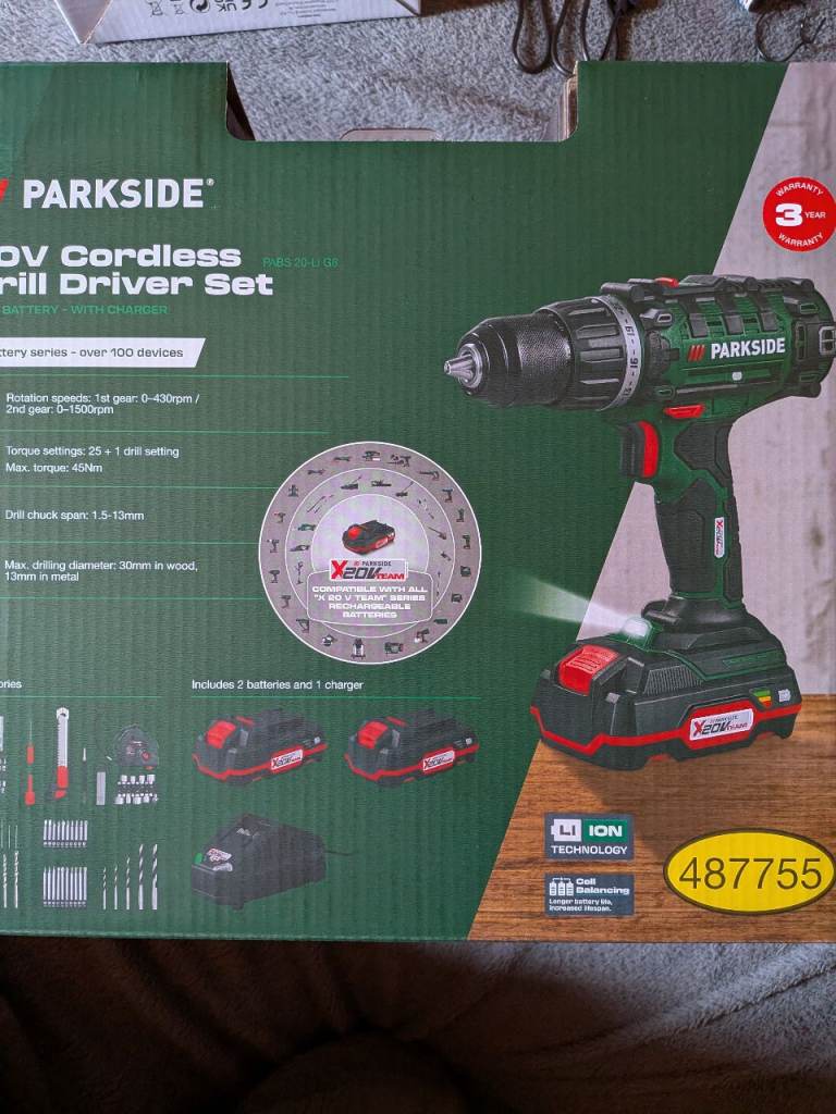 Parkside cordless drill set