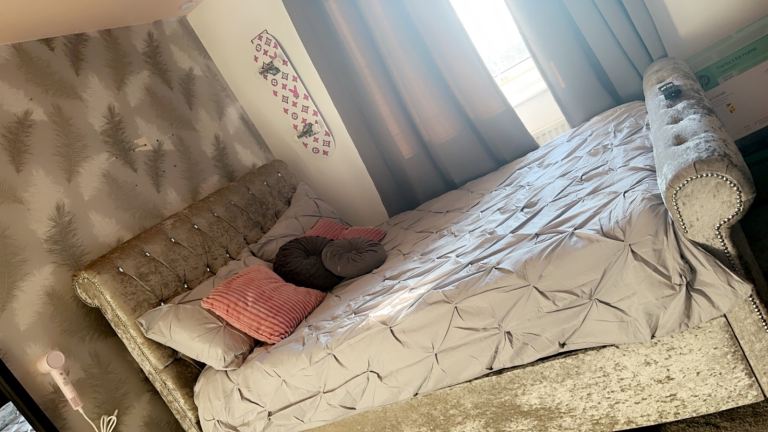 Double sleigh bed frame