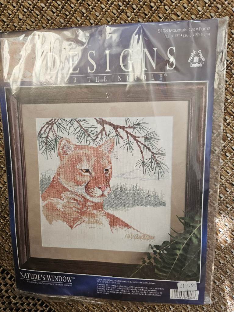 Brand New Designs Signature Series MOUNTAIN CAT PUMA Cross Stitch Kit. Was £19.99