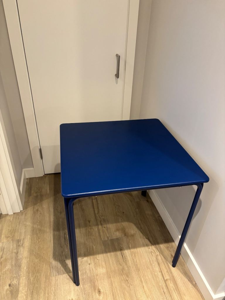 Small Blue Metal Table – Good Condition