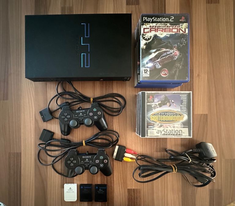Sony PlayStation 2 PS2 FAT Bundle | 10 Games | 2 Controllers | Fully Working