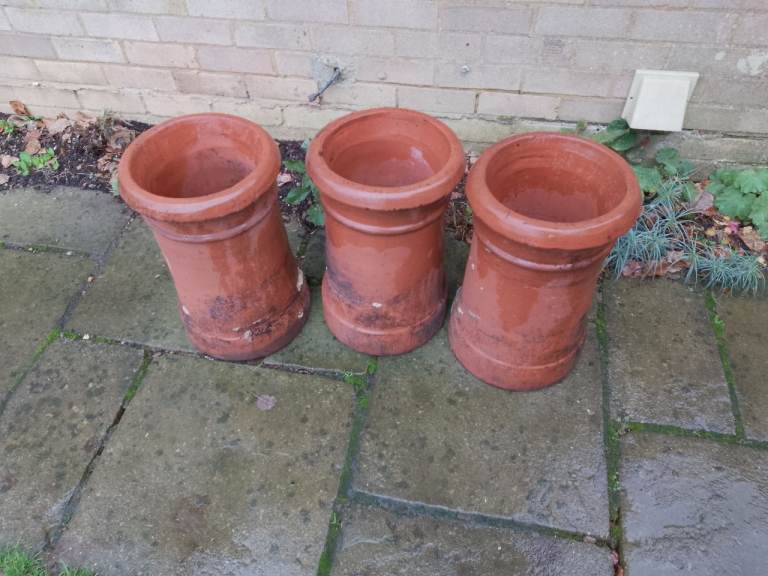 3 Terracotta Chimney Pots